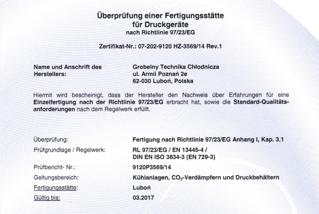 TÜV Nord Certificate